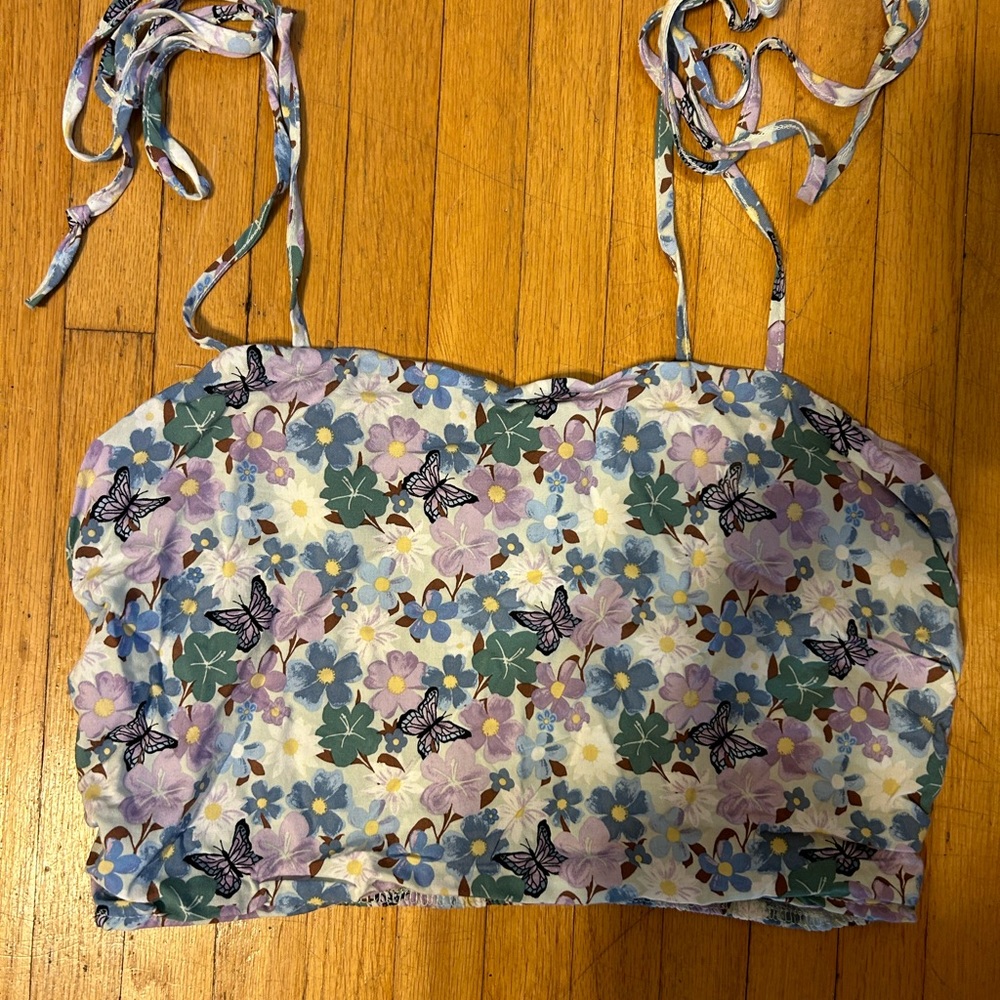 LA Hearts Crop Top with Adjustable Sleeve Ties NWOT